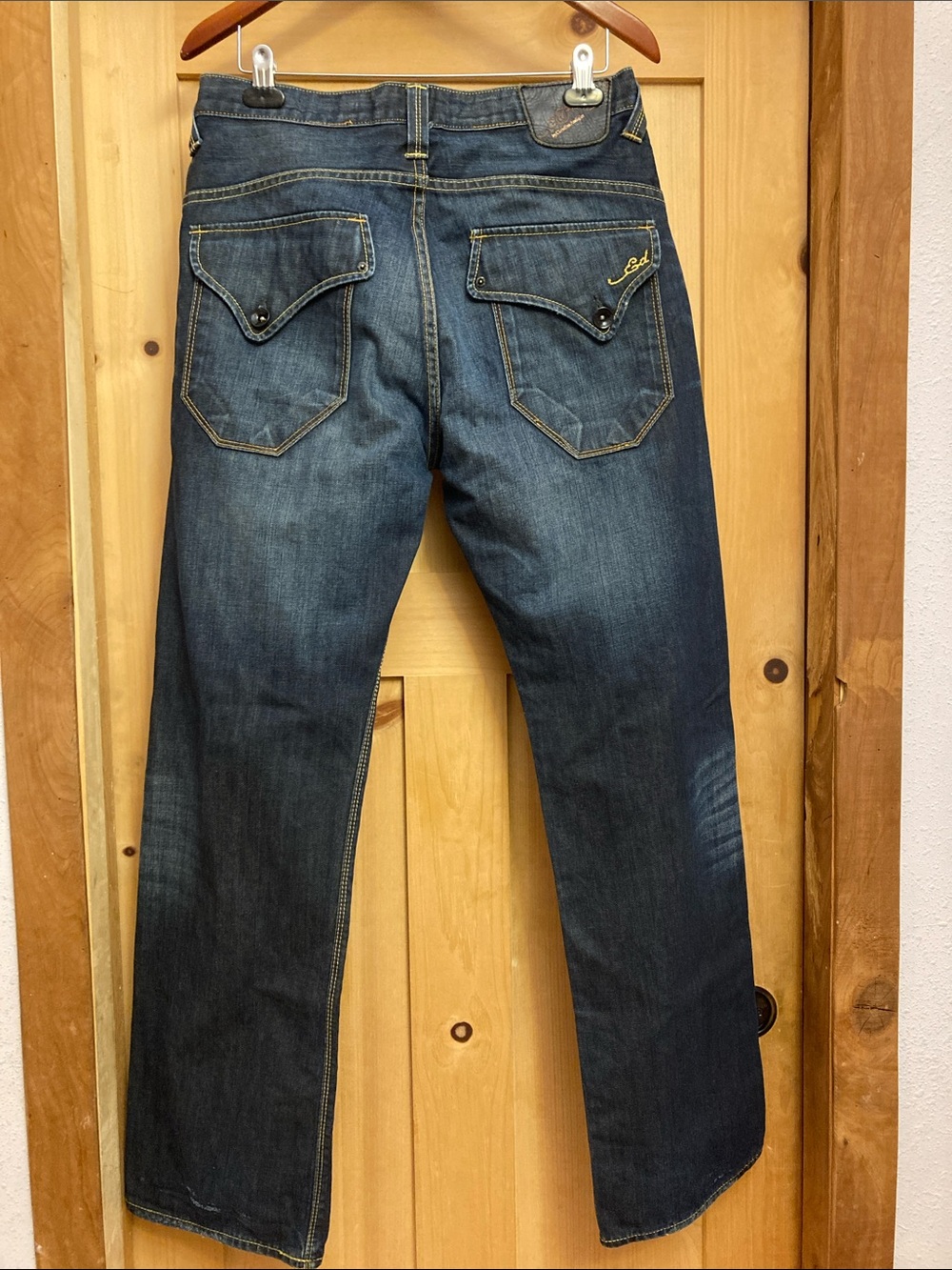 Ed Hardy by Christian Audigier Men's Dark Blue Denim Bootcut Jeans